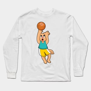 Cat at Basketball Sports Long Sleeve T-Shirt